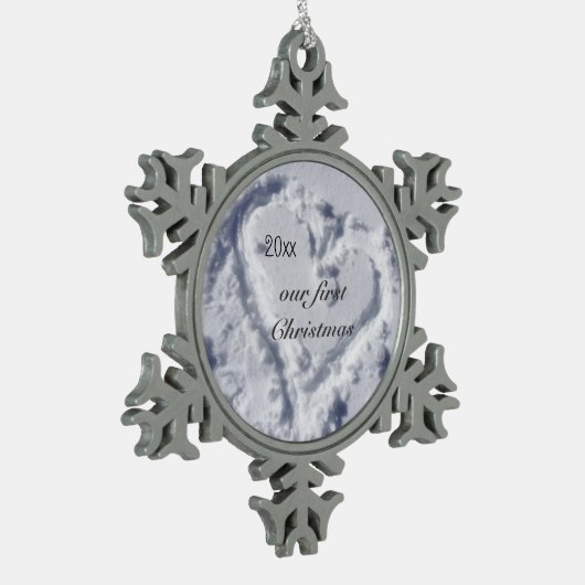 Onze eerste kerstcadeautje Snowflake Tin Sneeuwvlok Ornament (Links)