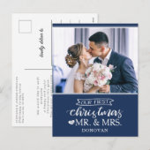 Onze eerste kerstdag als Mr & Mrs newlyweds Holida Feestdagenkaart (Voorkant / Achterkant)