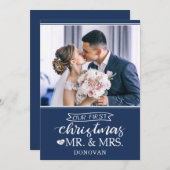 Onze eerste kerstdag als Mr & Mrs newlyweds Holida Feestdagenkaart (Voorkant / Achterkant)