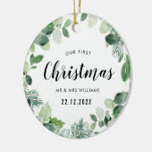 onze eerste kerstdag , groenery wesp keramisch ornament (Links)