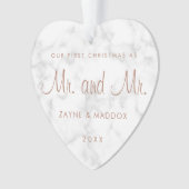 Onze eerste kerstdag moderne marmer Roos Gold Gay Ornament (voorkant)