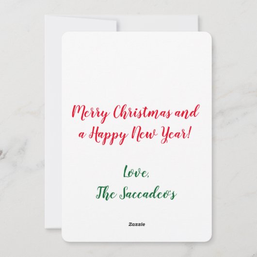 Onze eerste Kerstdag Rood en Witte Kaart (Achterkant)