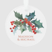 Onze eerste kerstfeest Holly en bessen Ornament (achterkant)