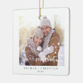 Onze eerste kerstfeestdag met twee kanten keramisch ornament (Links)