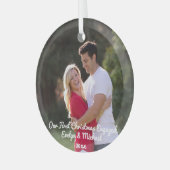 Onze eerste kerstfeestfoto glas ornament (Voorkant links)