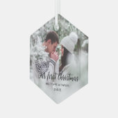 Onze eerste kerstfeestfoto glas ornament (Voorkant links)