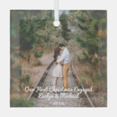 Onze eerste kerstfeestfoto glas ornament (Voorkant)