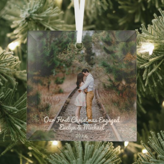 Onze eerste kerstfeestfoto glas ornament (Insitu)