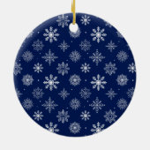 Onze eerste kerstfoto Blauw Keramisch Ornament (Achterkant)