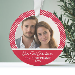 Onze eerste kerstfoto - dubbelzijdig ornament
