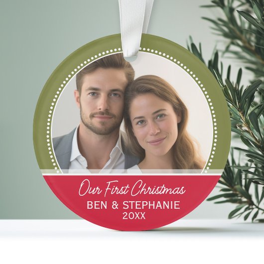 Onze eerste kerstfoto - dubbelzijdig ornament