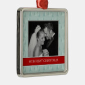 Onze eerste kerstfoto-feestdagen metalen ornament (Rechts)