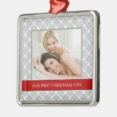 Onze eerste kerstfoto-feestdagen metalen ornament (Links)