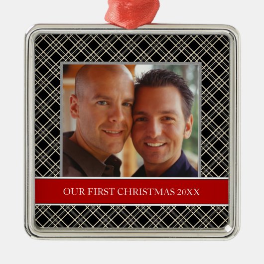 Onze eerste kerstfoto-feestdagen metalen ornament (Voorkant)