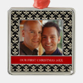 Onze eerste kerstfoto-feestdagen metalen ornament (Voorkant)