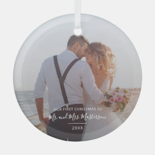 Onze eerste kerstfoto glas ornament