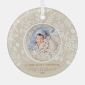 Onze eerste kerstfoto-ingang glas ornament (Voorkant)