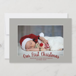 Onze eerste kerstfoto is eenvoudig en modern feestdagenkaart