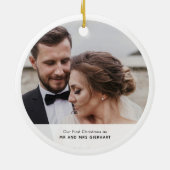 Onze eerste kerstfoto Keepsake Custom Keramisch Ornament (Achterkant)