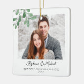 Onze eerste kerstfoto keramisch ornament (Links)