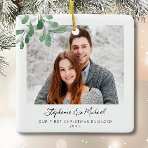 Onze eerste kerstfoto keramisch ornament