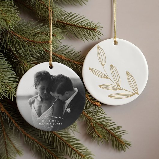 Onze eerste kerstfoto keramisch ornament