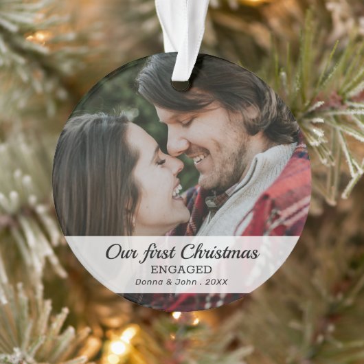 Onze eerste kerstfoto met modern script ornament (Boom)