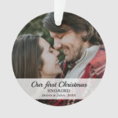 Onze eerste kerstfoto met modern script ornament (voorkant)