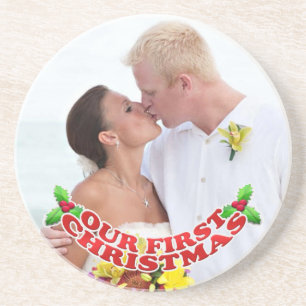Onze eerste kerstfoto paar Onderzetter
