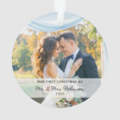 Onze eerste kerstfoto Pas getrouwd Ornament (achterkant)