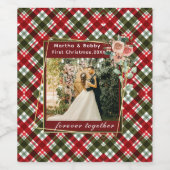 Onze eerste kerstfoto Pas getrouwd Wijn Etiket (Enkel label)