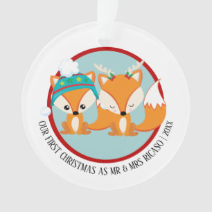 Onze eerste kerstfoto Red Fox op maat Ornament