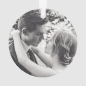 Onze eerste kerstfoto Rustic Greenery Pas getrouwd Ornament (achterkant)