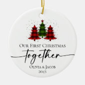 Onze eerste kerstfoto samen keramisch ornament (Voorkant)