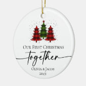 Onze eerste kerstfoto samen keramisch ornament (Links)