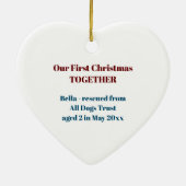 Onze eerste kerstfoto samen keramisch ornament (Achterkant)
