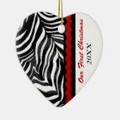 Onze eerste kerstfoto-Sjabloon Keramisch Ornament (Rechts)