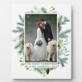 Onze eerste kerstfoto Waterverf Greenery Pine Foto Fotoplaat (Voorkant)