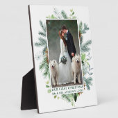 Onze eerste kerstfoto Waterverf Greenery Pine Foto Fotoplaat (Zijkant)