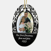 Onze eerste kerstfotoversiering keramisch ornament (Links)