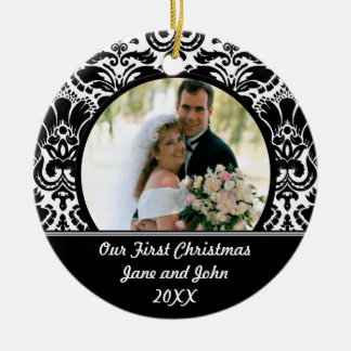 Onze eerste kerstfotoversiering keramisch ornament