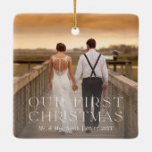 Onze eerste kerstgehuwde foto keramisch ornament (Achterkant)