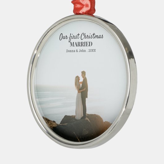 Onze eerste kerstgehuwde scriptkoppeling Ce Metalen Ornament (Links)