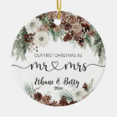 Onze eerste kerstgehuwde versiering keramisch ornament (Voorkant)