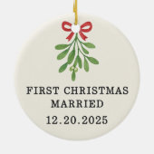 Onze eerste kerstgehuwde versiering keramisch ornament (Achterkant)