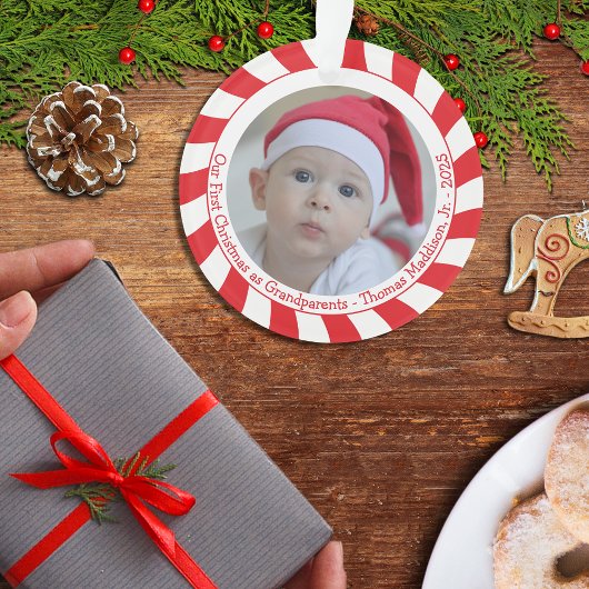 Onze eerste kerstgrootouders Candy Cane Foto Ornament