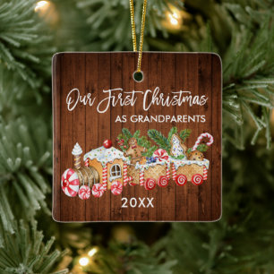 Onze eerste kerstgrootouders Gingerbrood Train Keramisch Ornament