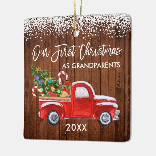 Onze eerste kerstgrootouders hadden een sneeuwwage keramisch ornament (Links)