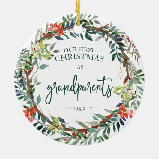 Onze eerste kerstgrootouders met 2020 adem keramisch ornament (Achterkant)