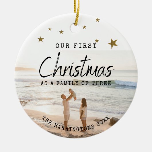 Onze eerste kerstkeramische versiering keramisch ornament (Voorkant)